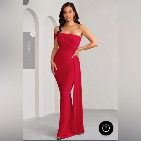 Club L London | Dresses | D Asymmetric Bardot Maxi Dress With Drape | Poshmark Club L London | Dresses | D Asymmetric Bardot Maxi Dress With Drape | Poshmark